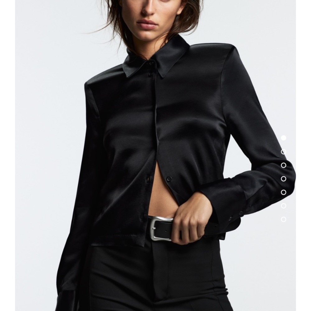 NWT Zara Shoulder Pad Satin Effect Top